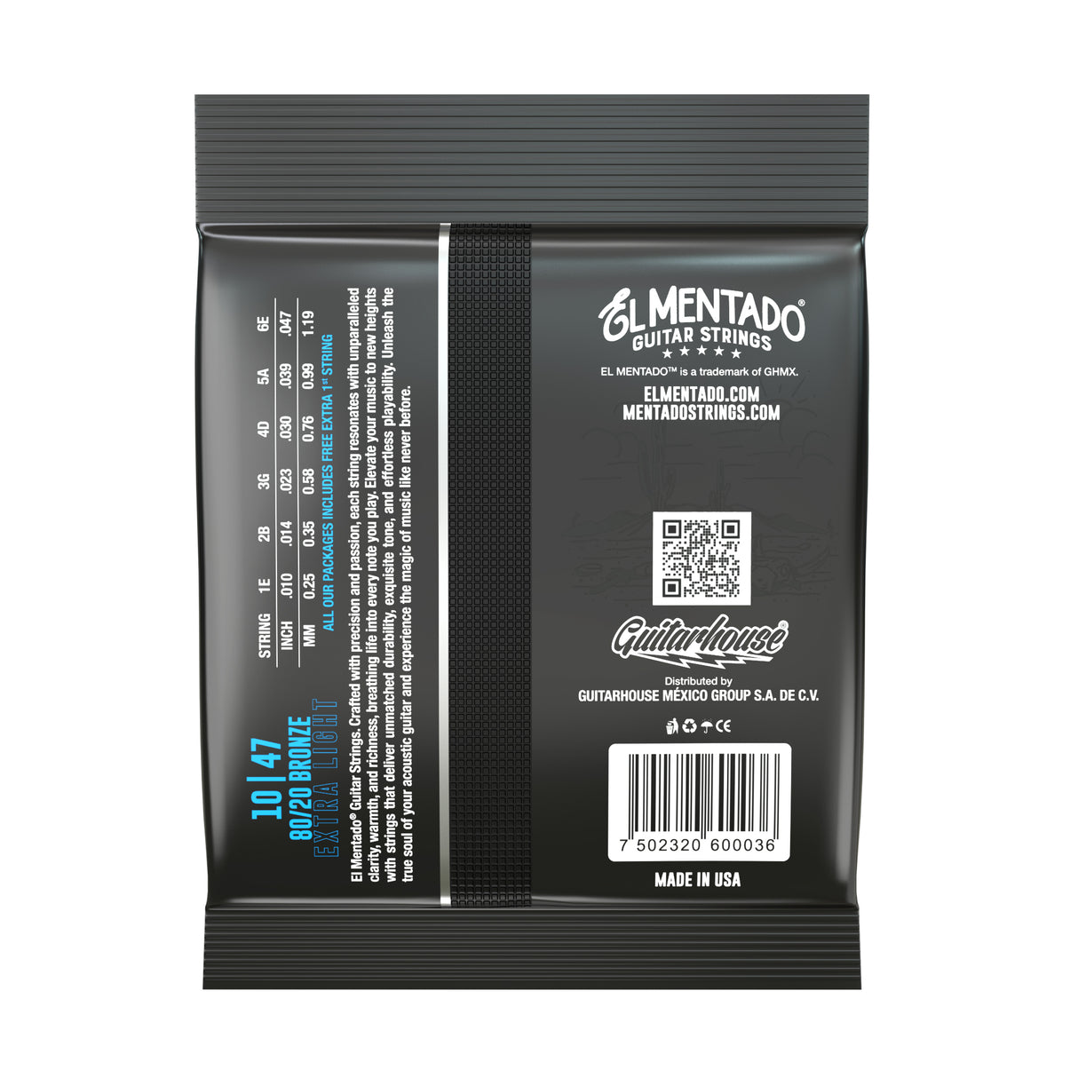 10|47 80/20 BRONZE : Acoustic Guitar Strings 3-PACK | EL MENTADO™