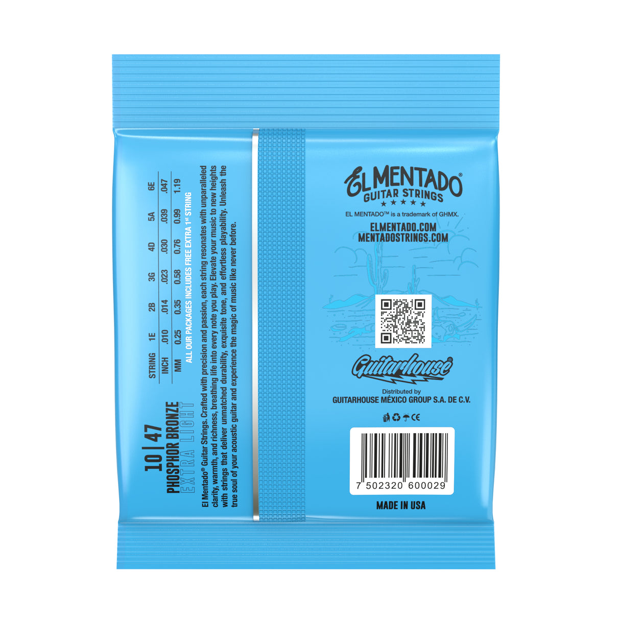 10|47 BRONCE FOSFORADO : Cuerdas Para Guitarra Acústica 3-PACK | EL MENTADO™