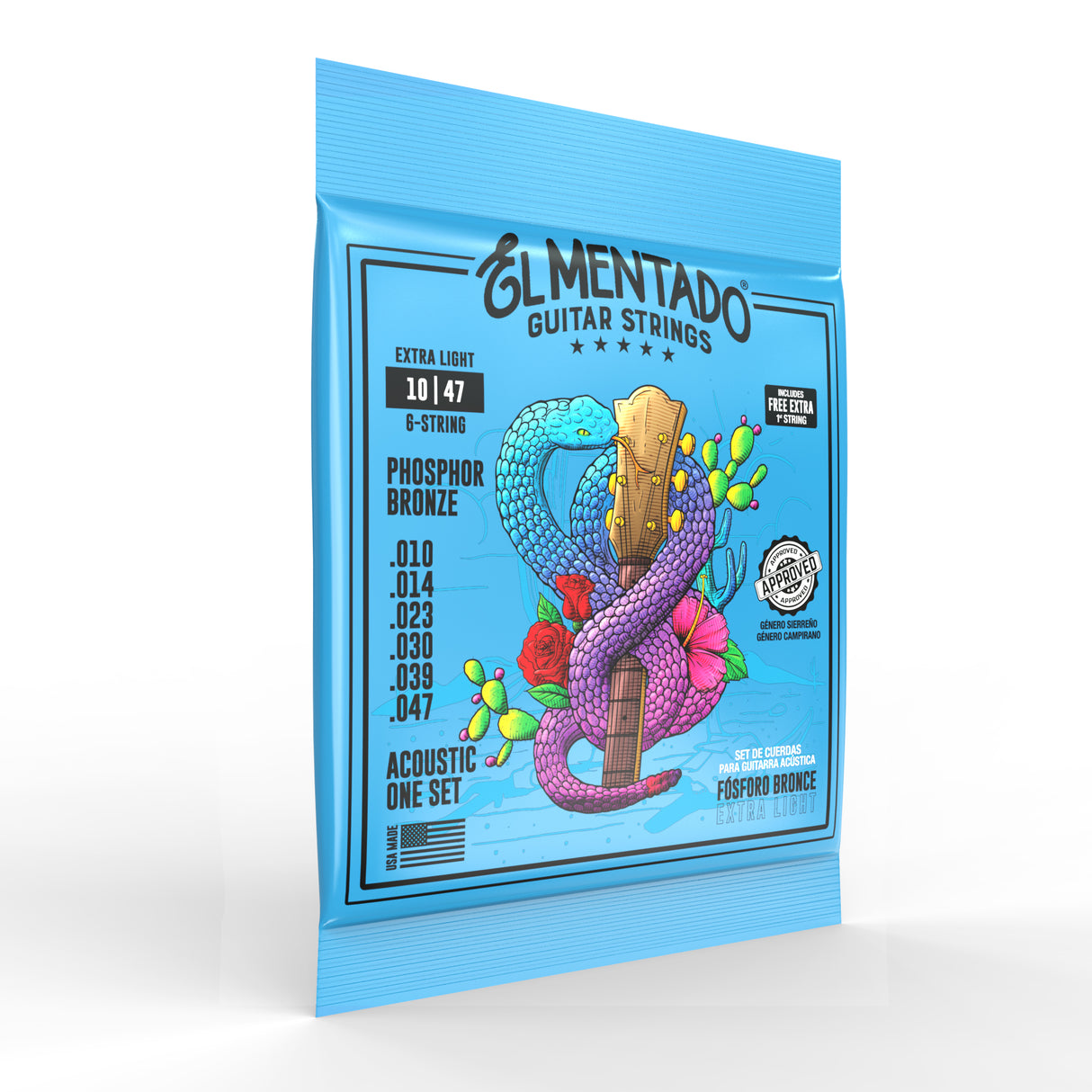 10|47 BRONCE FOSFORADO : Cuerdas Para Guitarra Acústica 6-PACK | EL MENTADO™