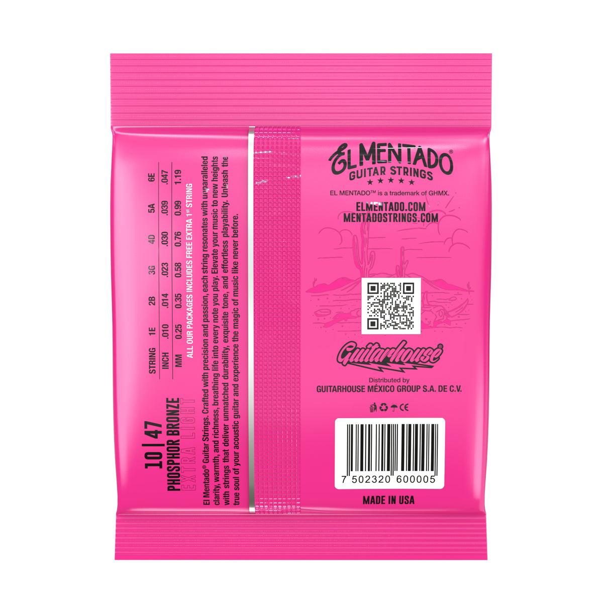 10|47 PHOSPHOR BRONZE : Docerola Guitar Strings (Pairs) 12-PACK | EL MENTADO™