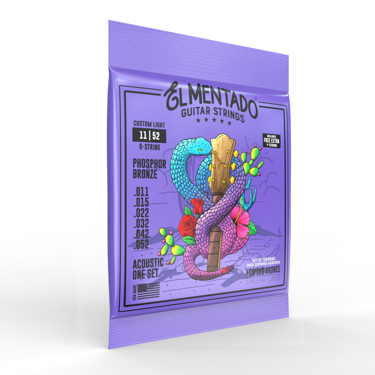11|52 BRONCE FOSFORADO : Cuerdas Para Guitarra Acústica 6-PACK | EL MENTADO™