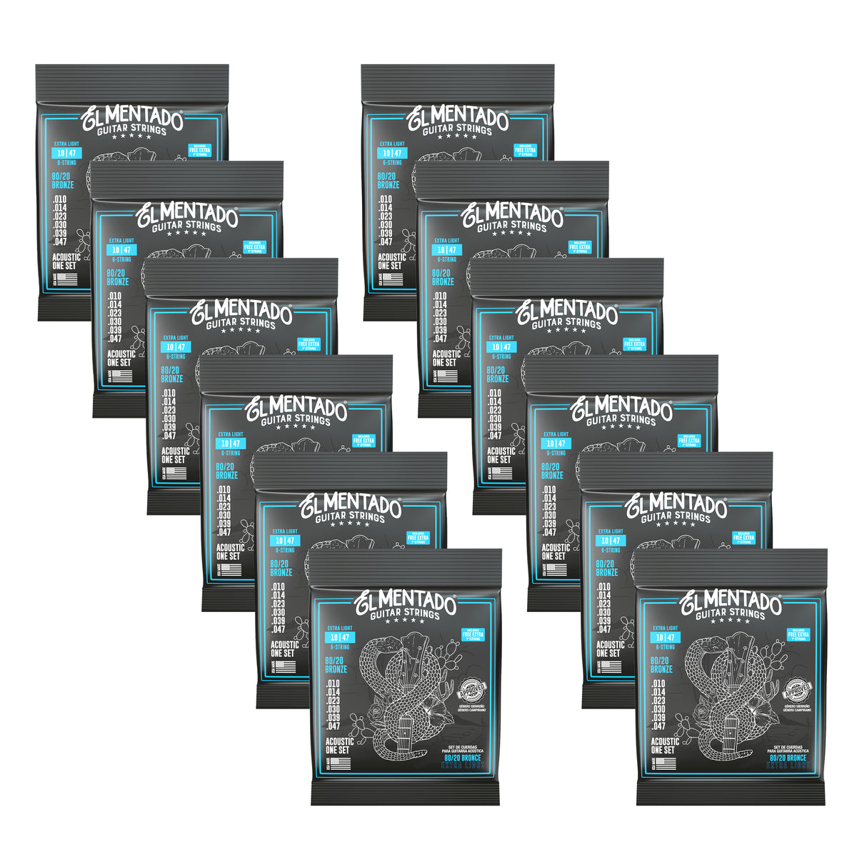 10|47 80/20 BRONZE : Acoustic Guitar Strings 12-PACK | EL MENTADO™