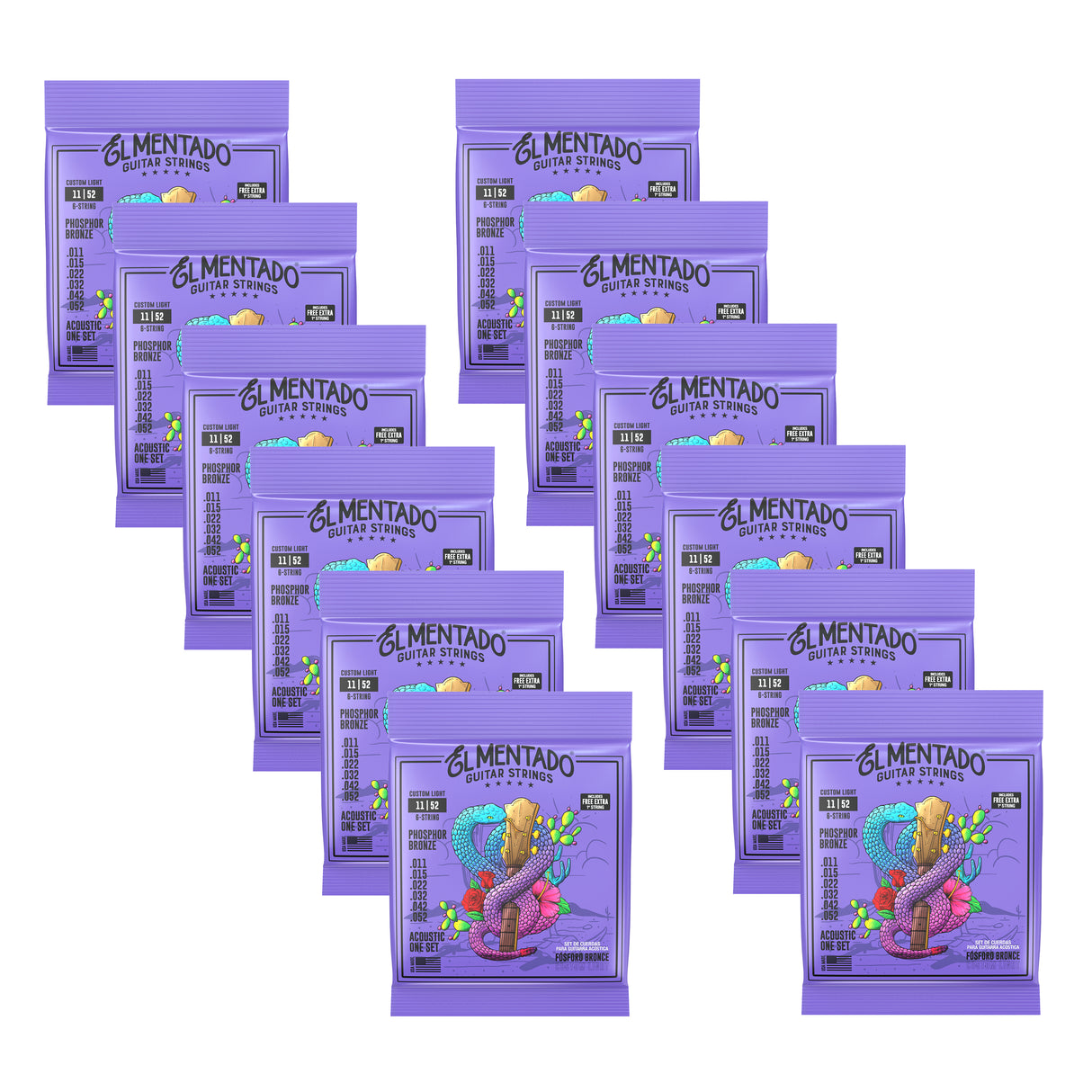 11|52 PHOSPHOR BRONZE : Acoustic Guitar Strings 12-PACK | EL MENTADO™
