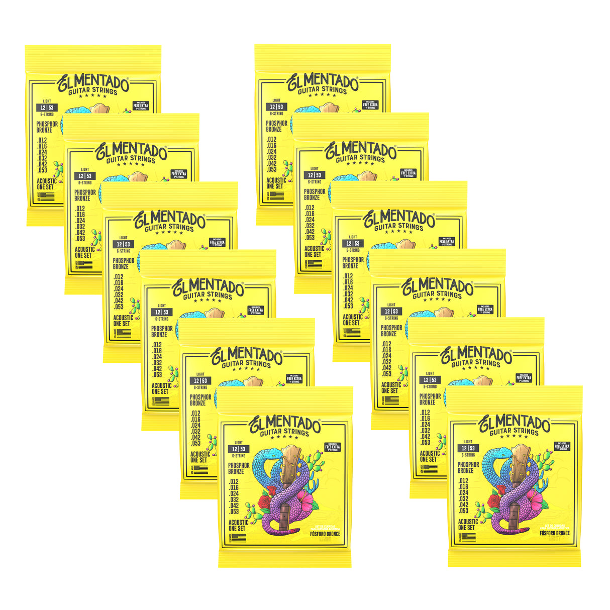 12|53 PHOSPHOR BRONZE : Acoustic Guitar Strings 12-PACK | EL MENTADO™