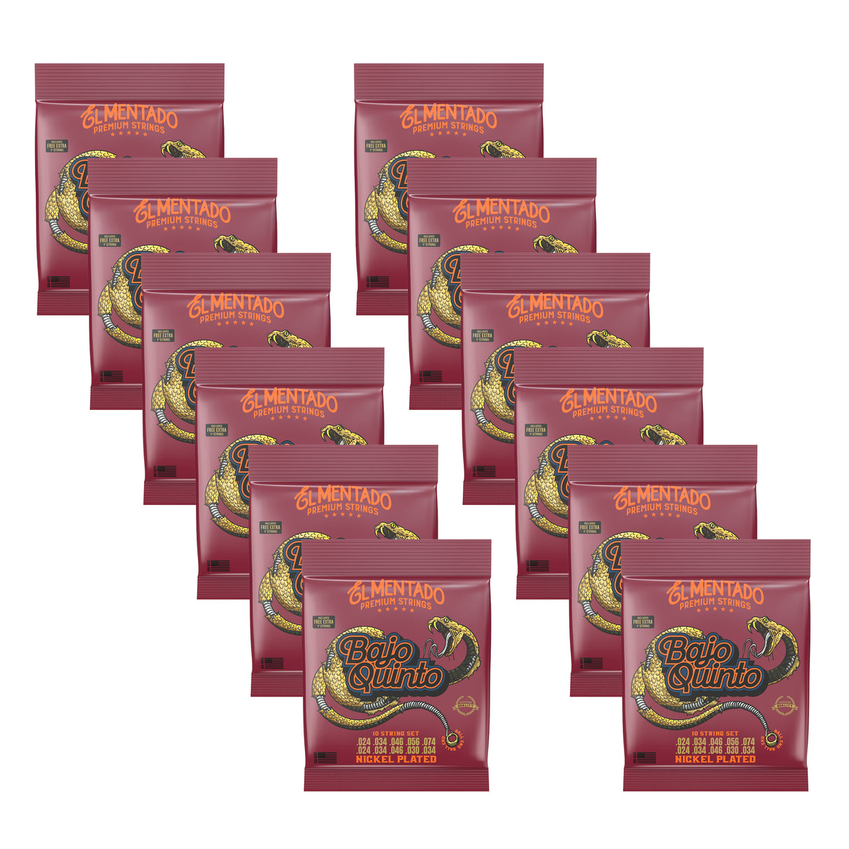 NÍQUEL PLATEADO : Cuerdas Para Bajo Quinto (Ball End) 12-PACK | EL MENTADO™