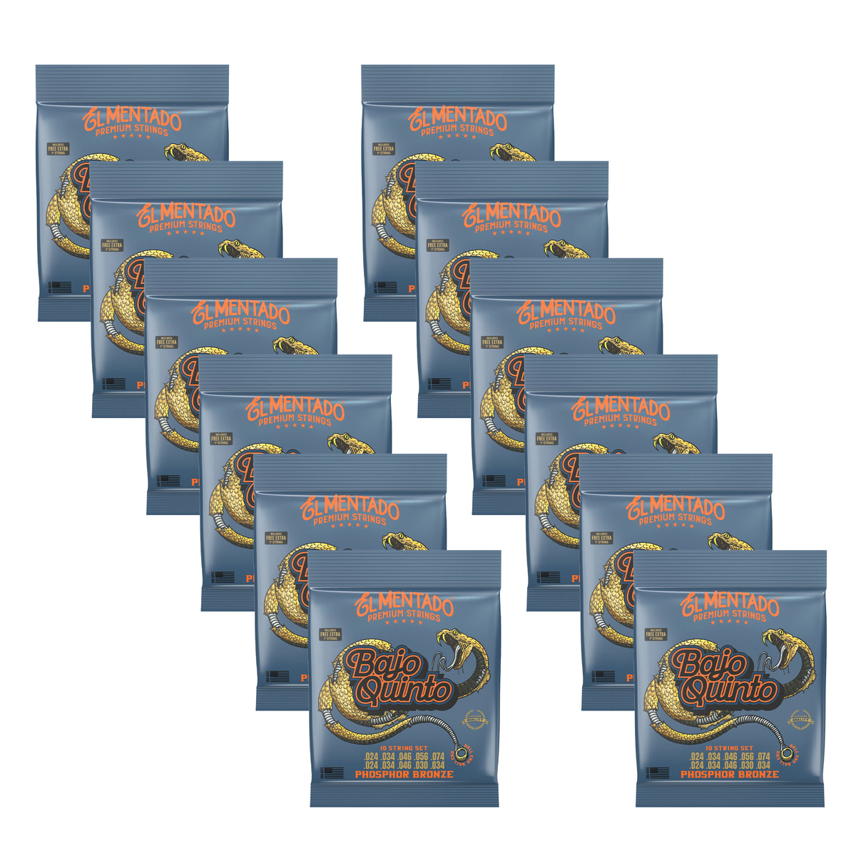 BRONCE FOSFORADO : Cuerdas Para Bajo Quinto (Ball End) 12-PACK | EL MENTADO™