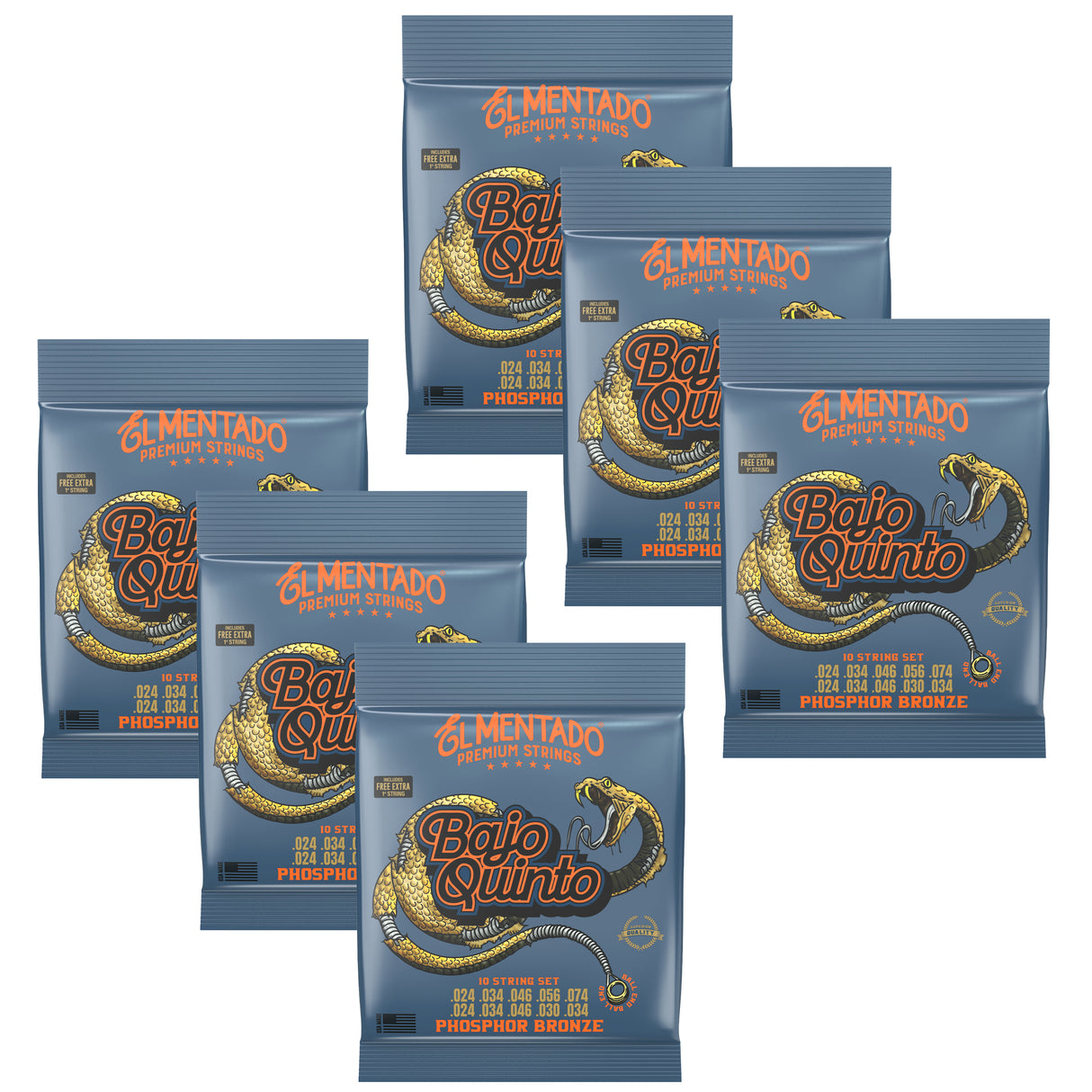 BRONCE FOSFORADO : Cuerdas Para Bajo Quinto (Ball End) 6-PACK | EL MENTADO™