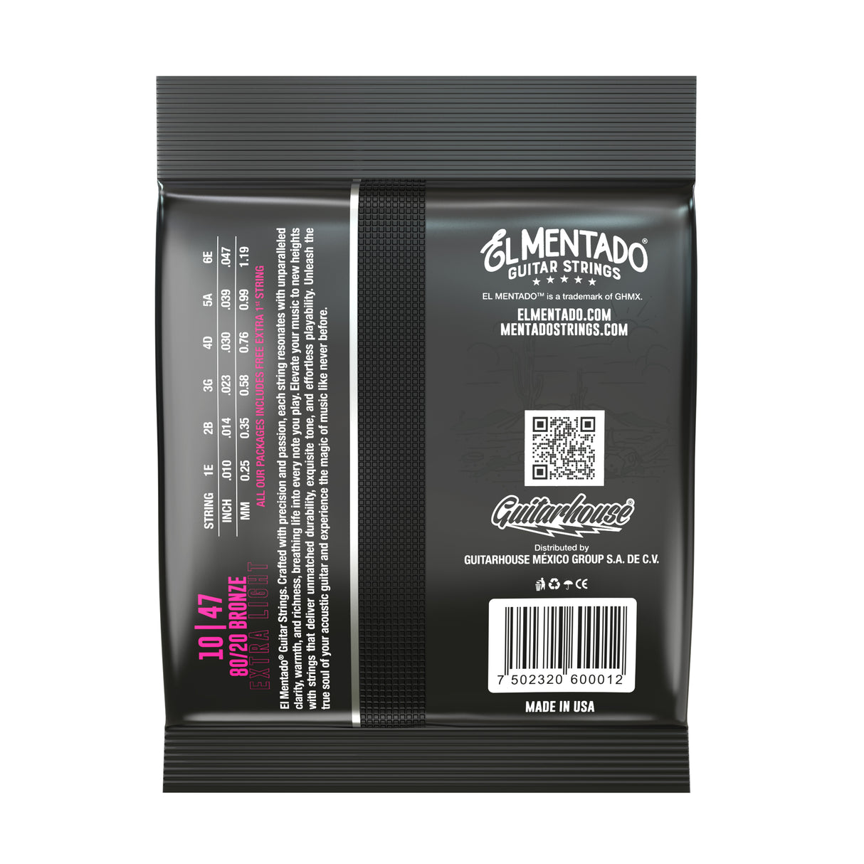 10|47 80/20 BRONZE : Docerola Guitar Strings (Pairs) 6-PACK | EL MENTADO™