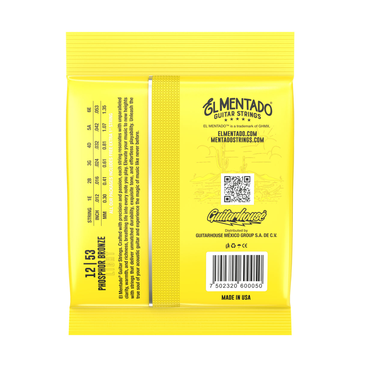 12|53 PHOSPHOR BRONZE : Acoustic Guitar Strings 3-PACK | EL MENTADO™