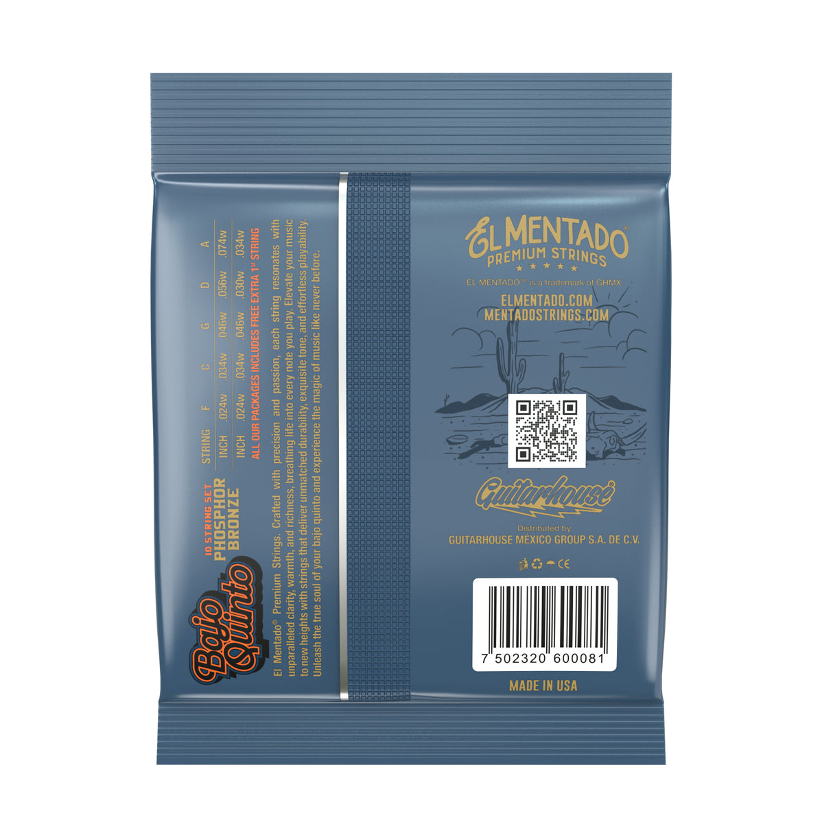 PHOSPHOR BRONZE : Bajo Quinto Strings (Ball End) 6-PACK | EL MENTADO™