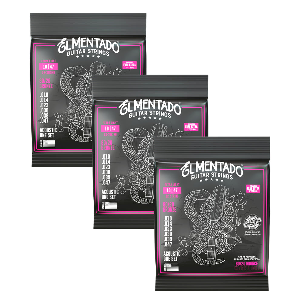 10|47 80/20 BRONZE : Docerola Guitar Strings (Pairs) 3-PACK | EL MENTADO™